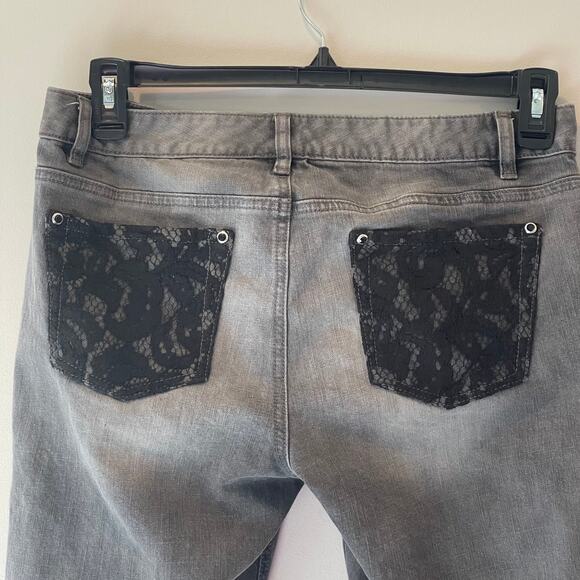 Michael Kors Skinny Lace Pocket Black Wash Denim Jeans, 8 - Picture 5 of 9